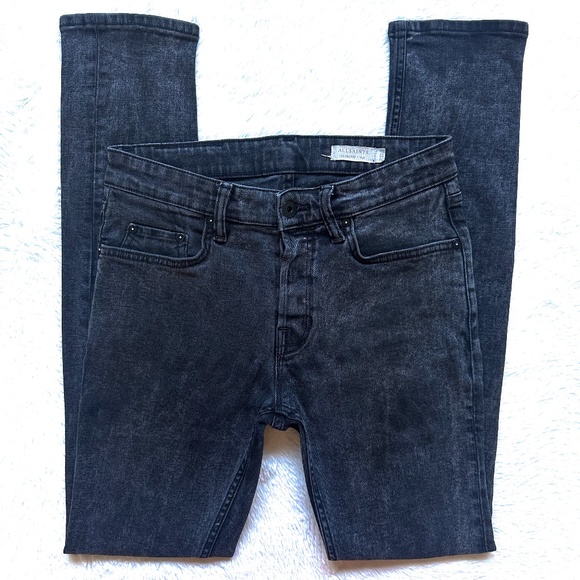 All Saints Cigarette Skinny Charcoal Black Button Fly Lyocell Stretch Jeans - Picture 1 of 11